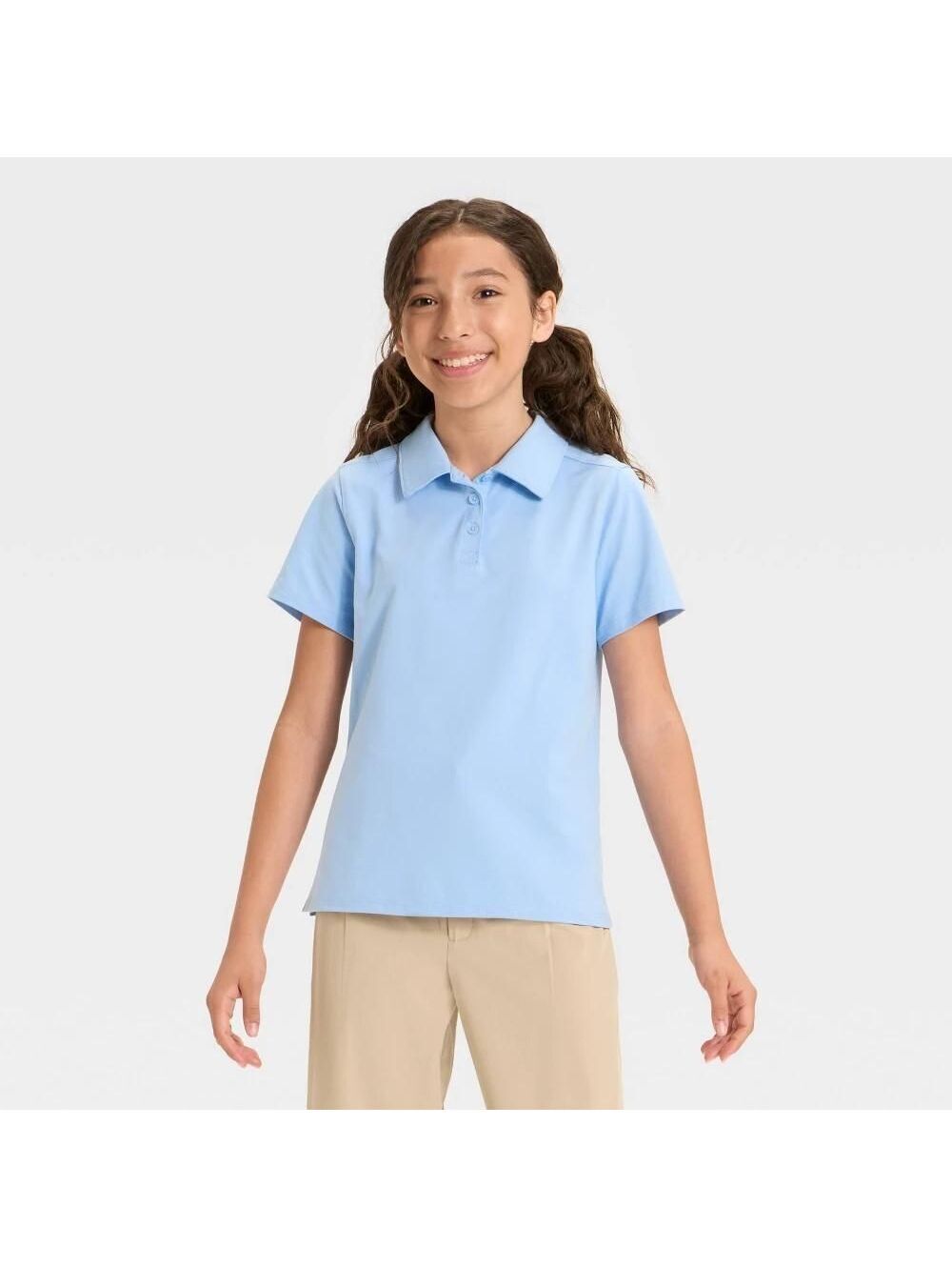 Girls' Uniform Polo T-Shirt - All in Motion™ Sky Blue L
